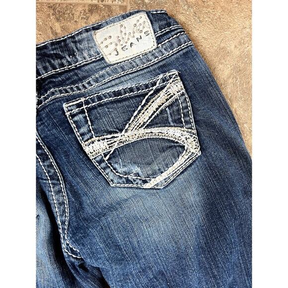 Silver Twisted Bootcut, distressed stretch denim jeans, women's 27 / 35 - Picture 12 of 12